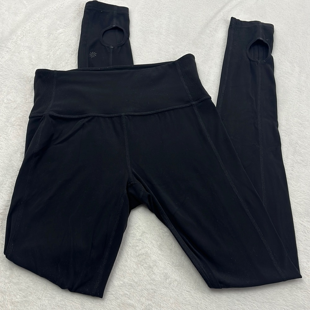 Athleta Black Womens S Foot Strap Tight Leggings